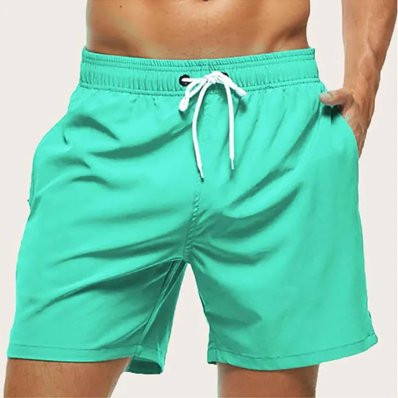 Men's Swim Trunks Beach Shorts Drawstring with Mesh Lining Elastic Waist Plain Breathable Soft Casual Daily Streetwear