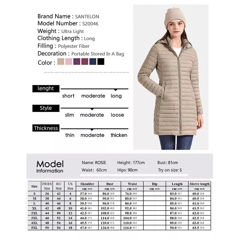 SANTELON Women's Hooded Long Parka Coat