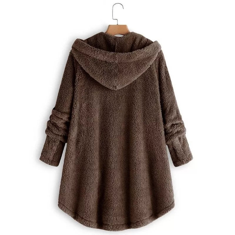 Autumn Winter Coat Women Warm Teddy Bear Coat Wool Jacket Female Plush Coat Hooded Jacket New Women's Coats Solid Color Jacket