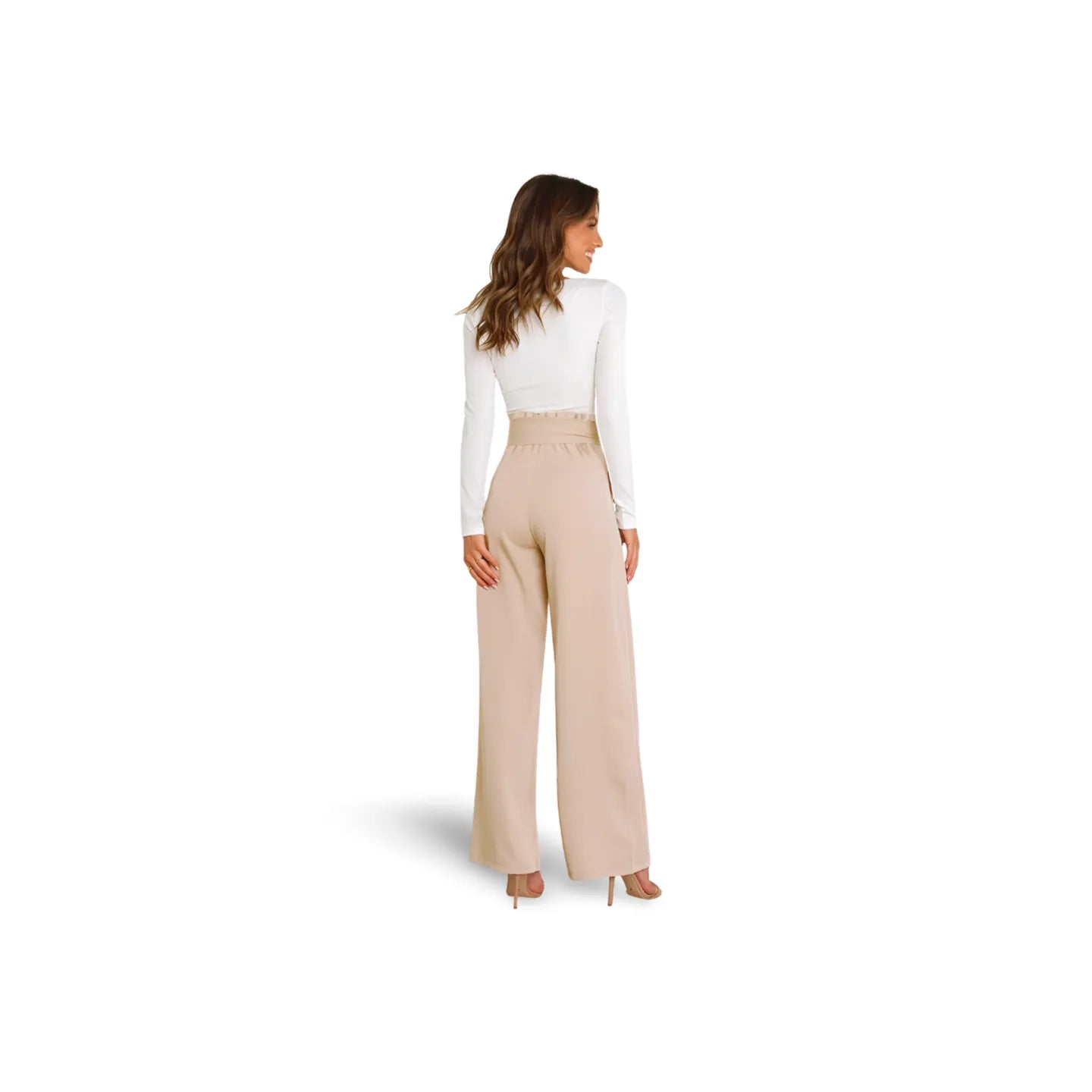 Tie Front Paperbag Wide Leg Pants