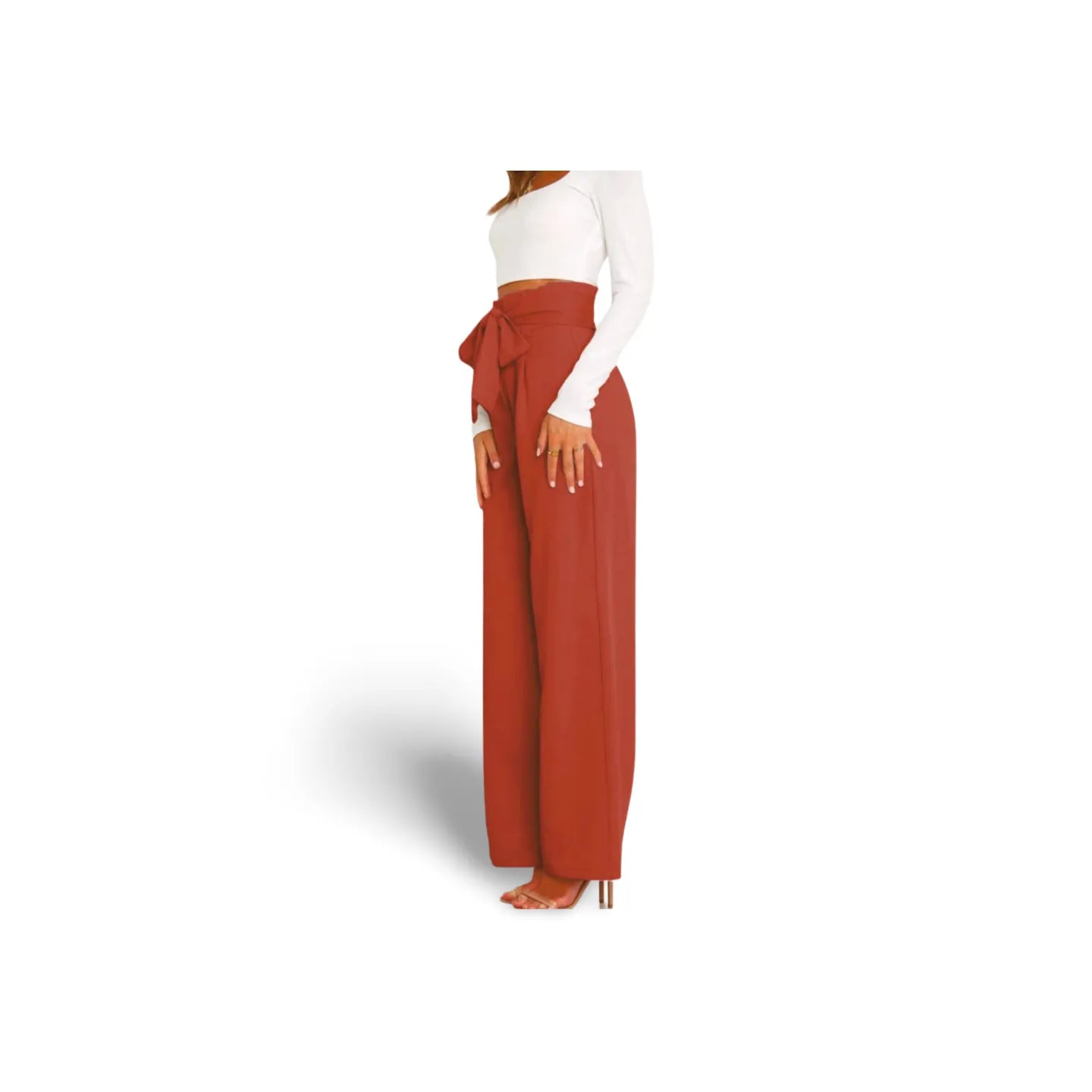 Tie Front Paperbag Wide Leg Pants