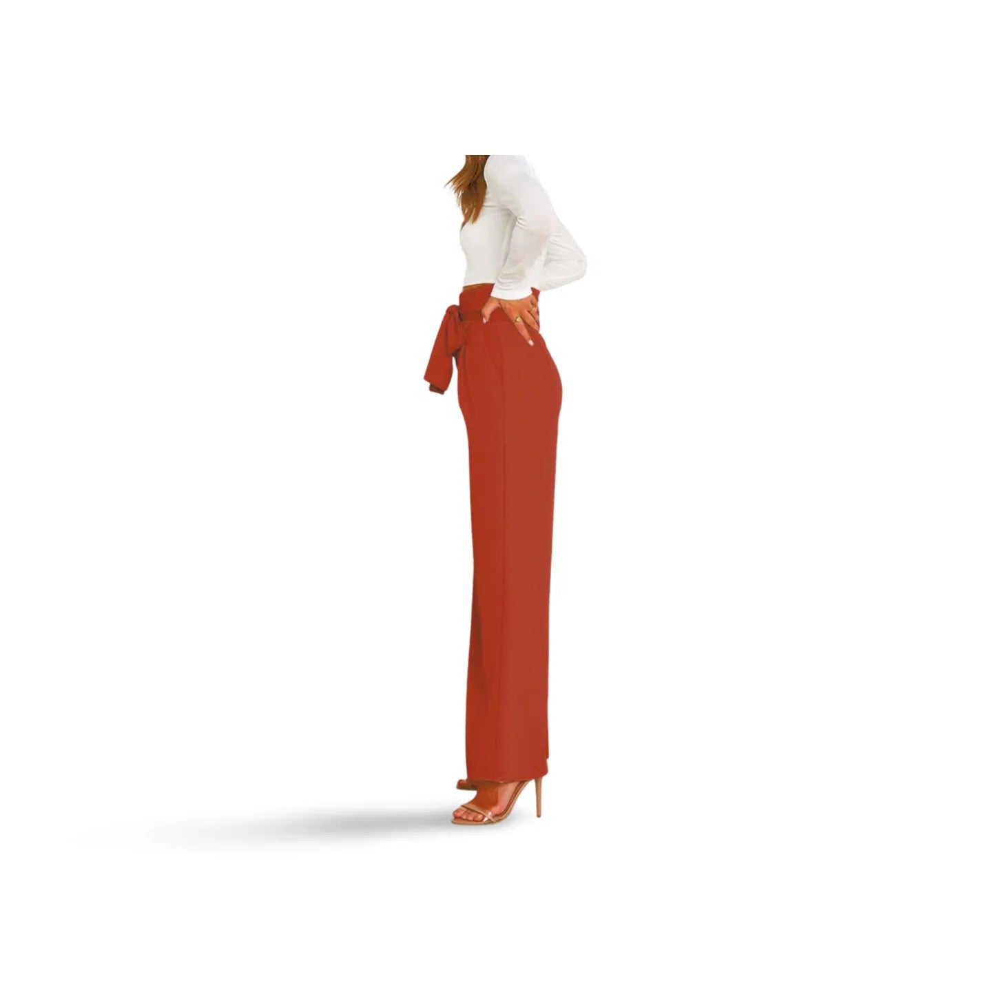 Tie Front Paperbag Wide Leg Pants