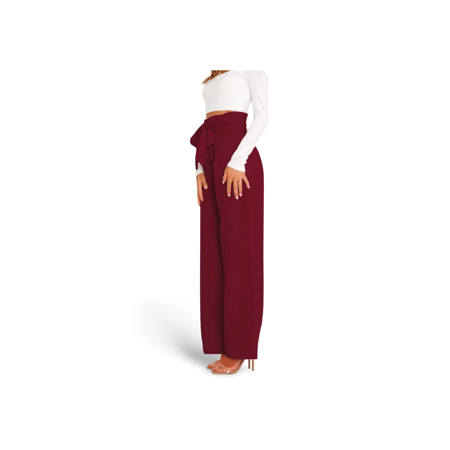 Tie Front Paperbag Wide Leg Pants