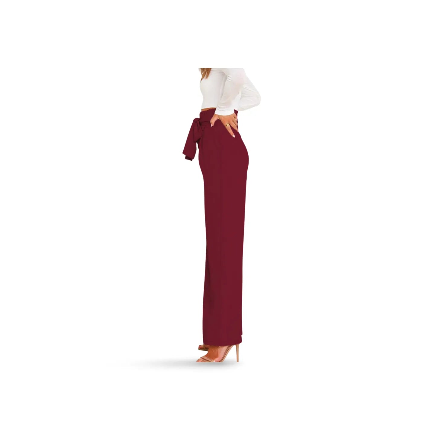 Tie Front Paperbag Wide Leg Pants