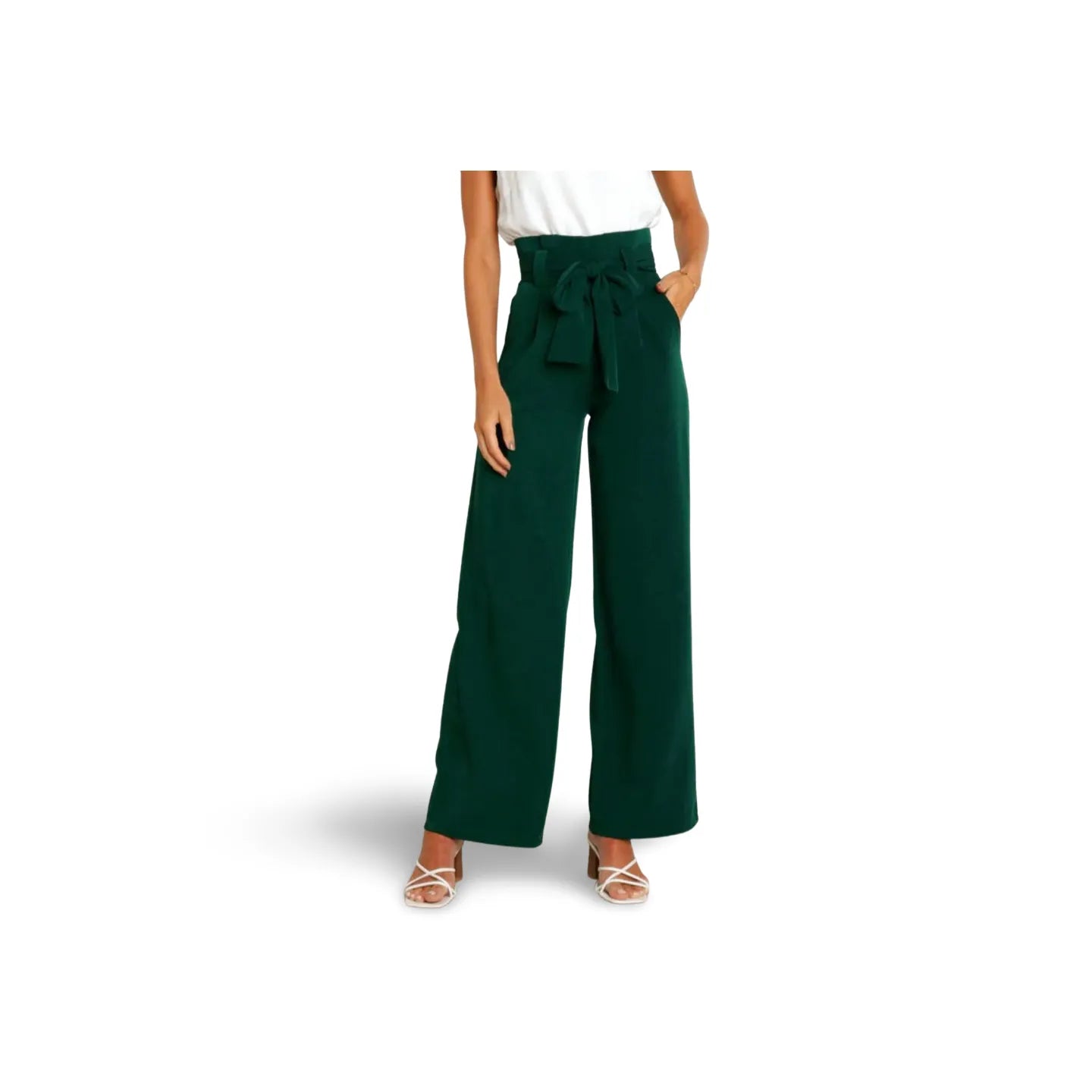 Tie Front Paperbag Wide Leg Pants