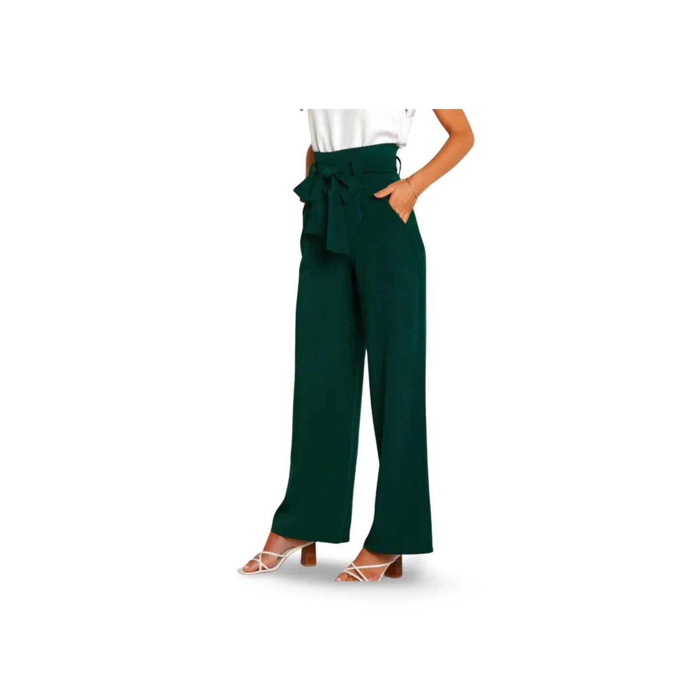 Tie Front Paperbag Wide Leg Pants