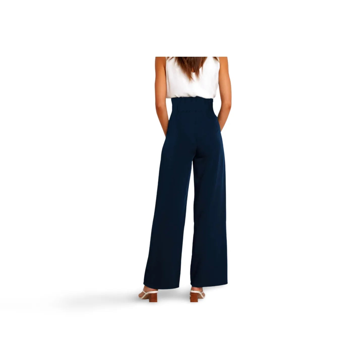 Tie Front Paperbag Wide Leg Pants