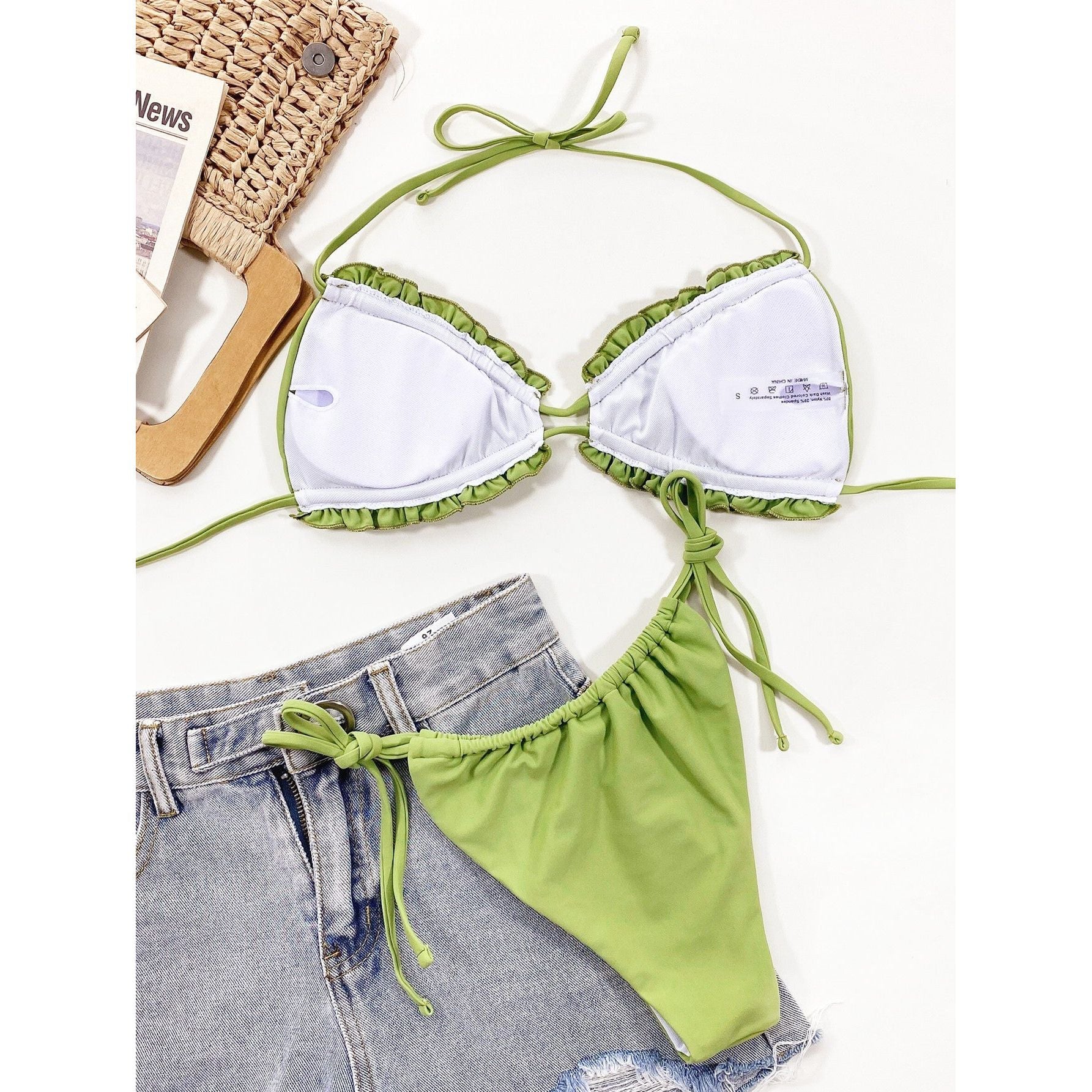 Frill Trill Halter Neck Bikini Set