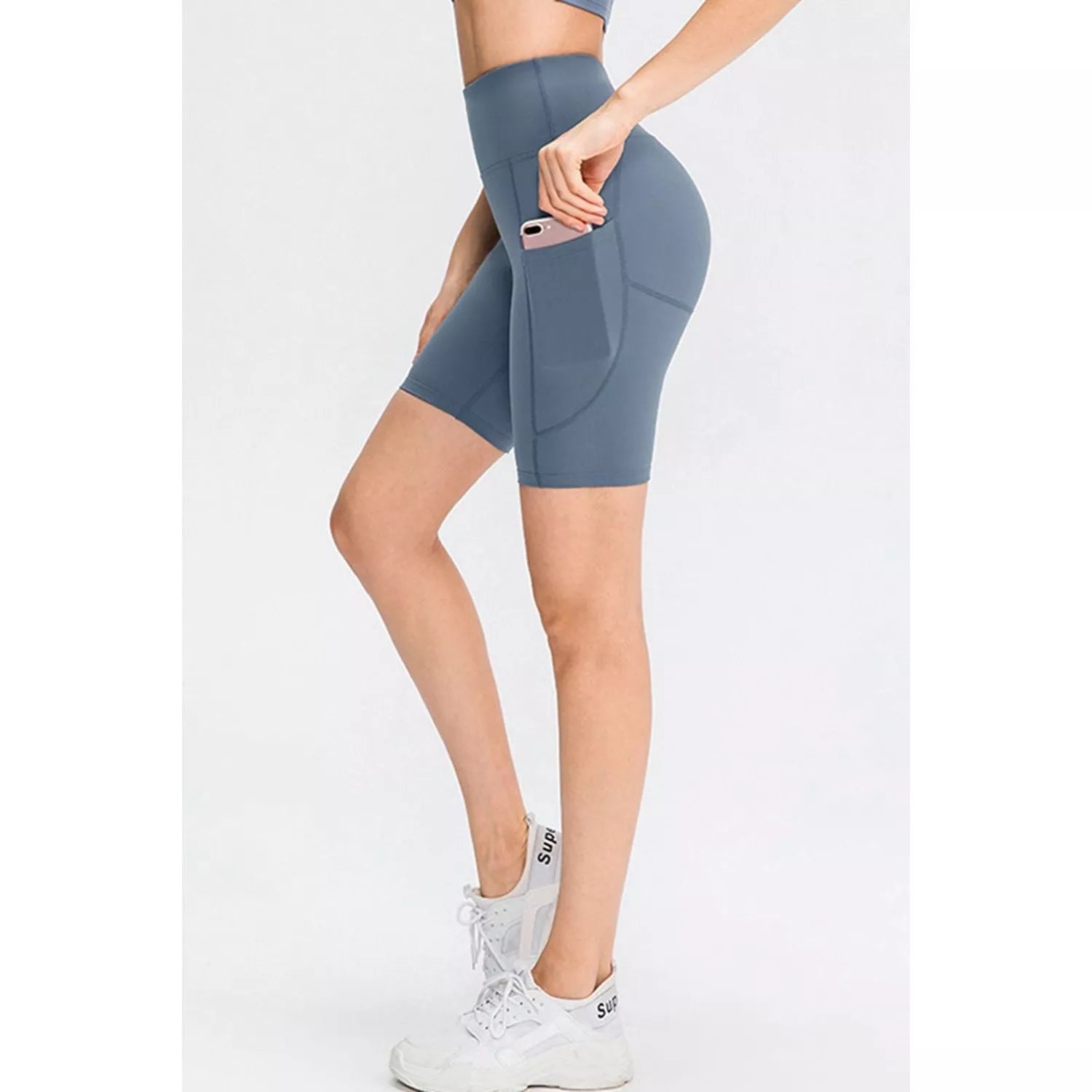 Wide Waistband Sports Shorts with Pockets