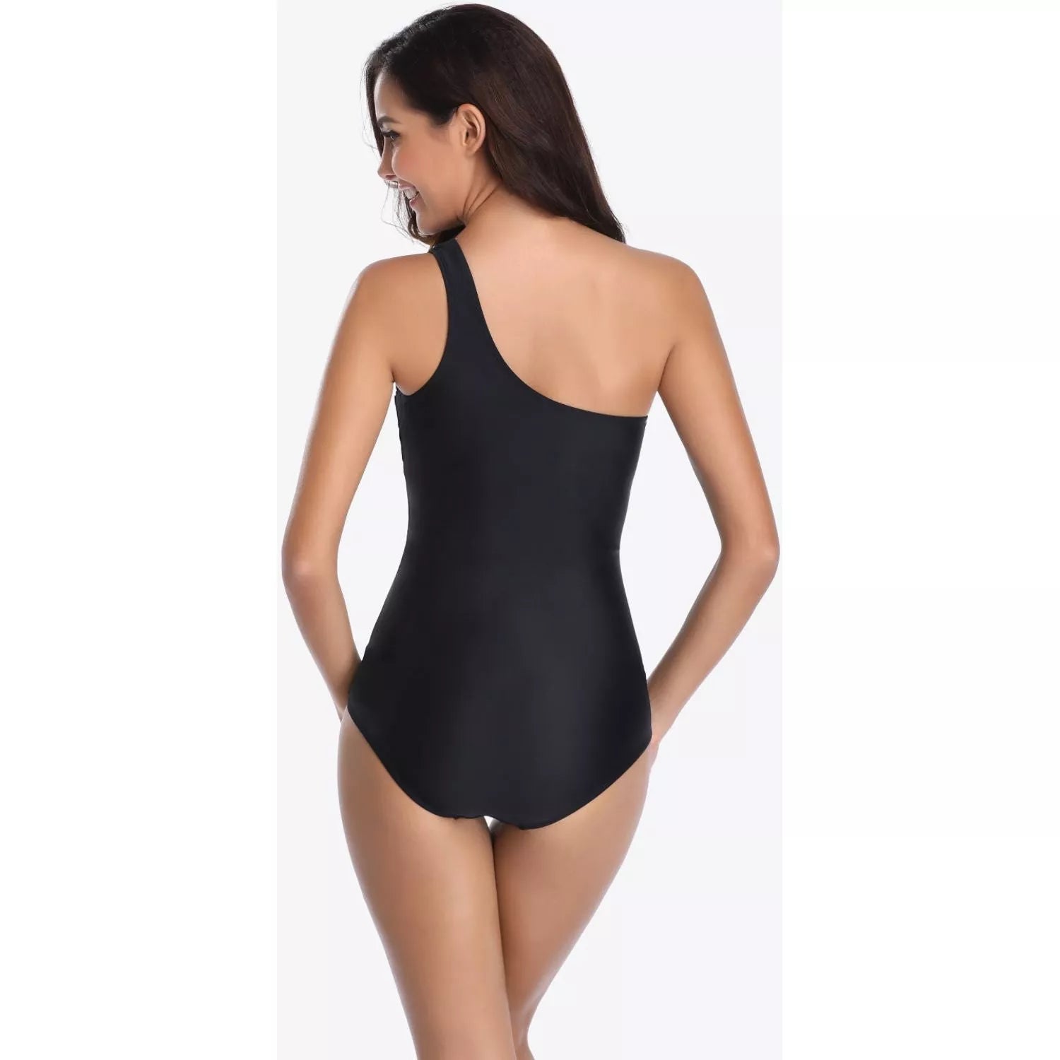 One-Shoulder Sleeveless One-Piece Swimsuit