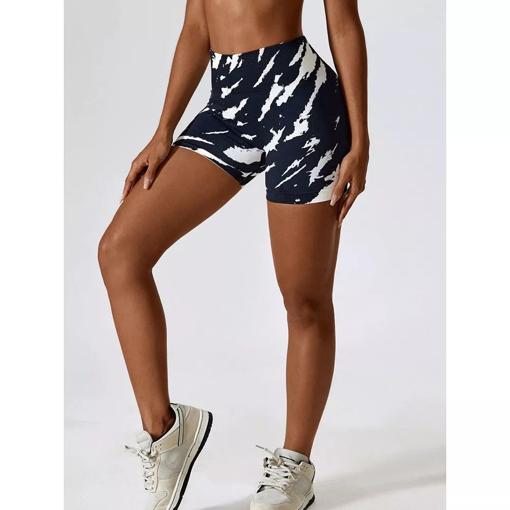 Leopard Print Wide Waistband Sports Shorts