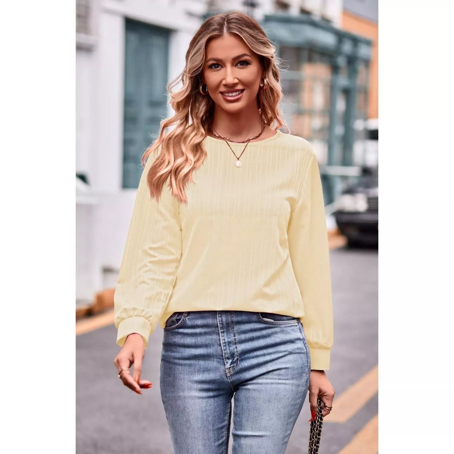 Round Neck Long Sleeve Tee