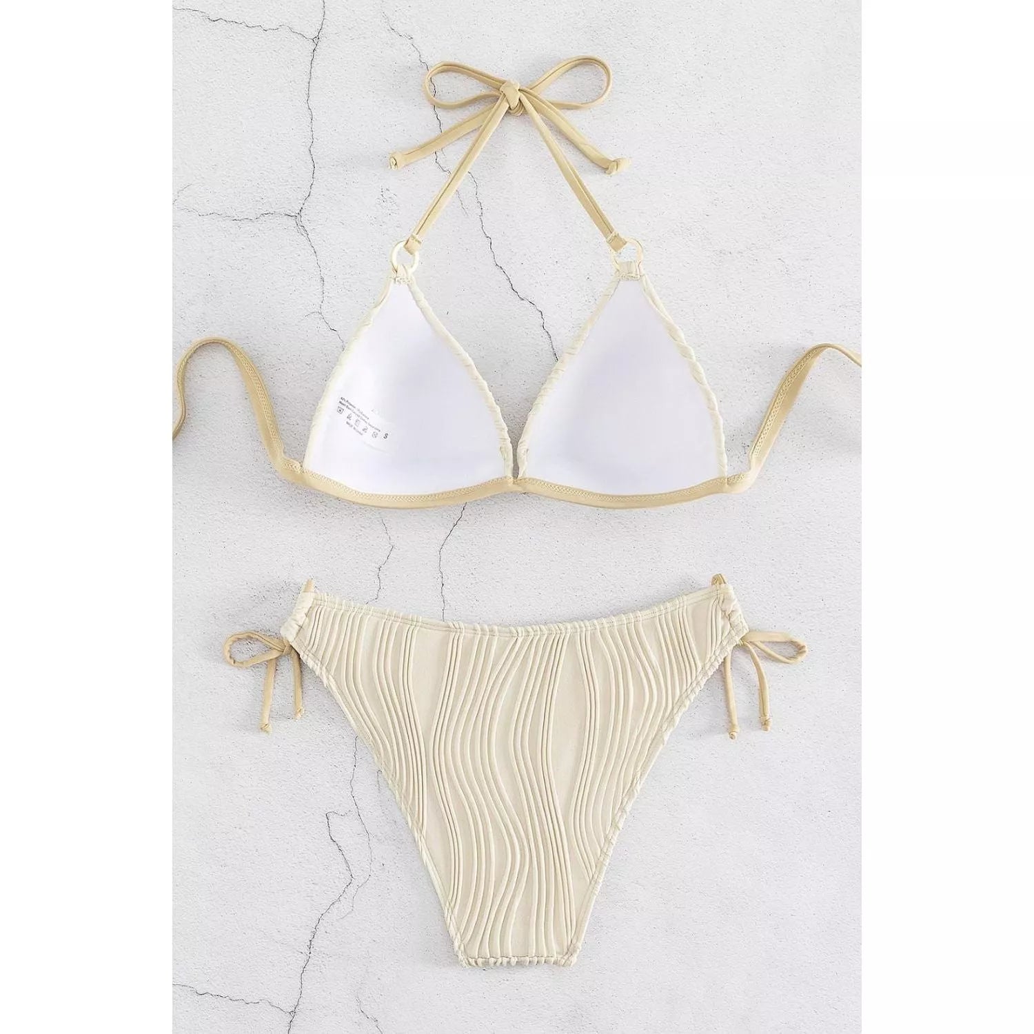 Textured Halter Neck Bikini Set