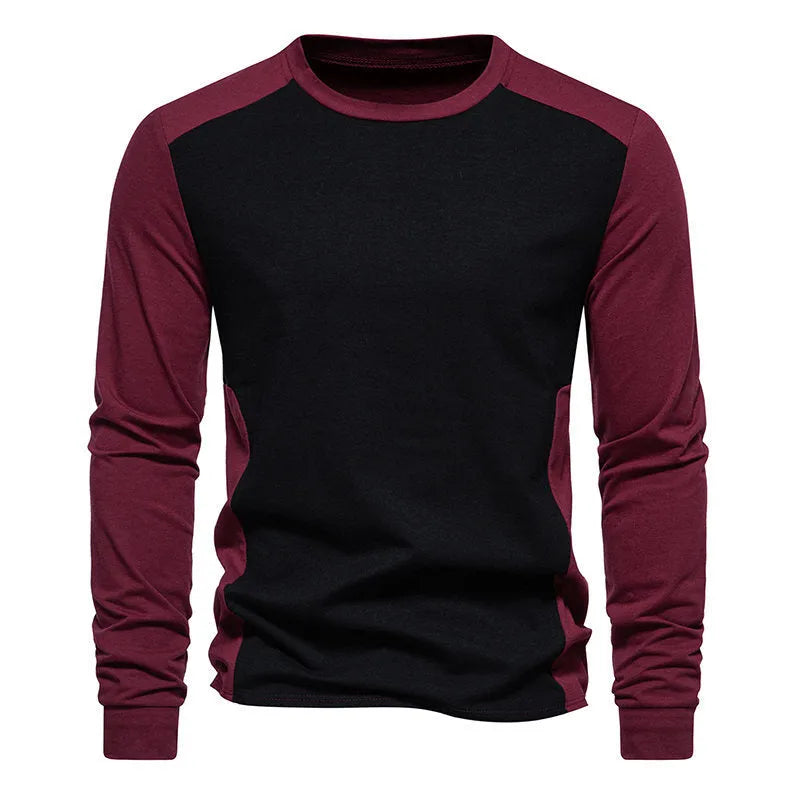 Long Sleeve Tee, Autumn And Winter New Long Sleeve T-shirt Men's Base Shirt Matching Color Round Neck Sleeve Men's Long Sleeve T-shirt