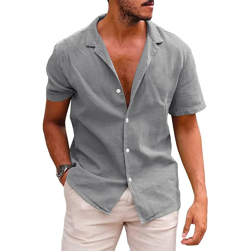 Shirt, Men's Tops Casual Button Down Shirt Short Sleeve Beach Shirt Summer