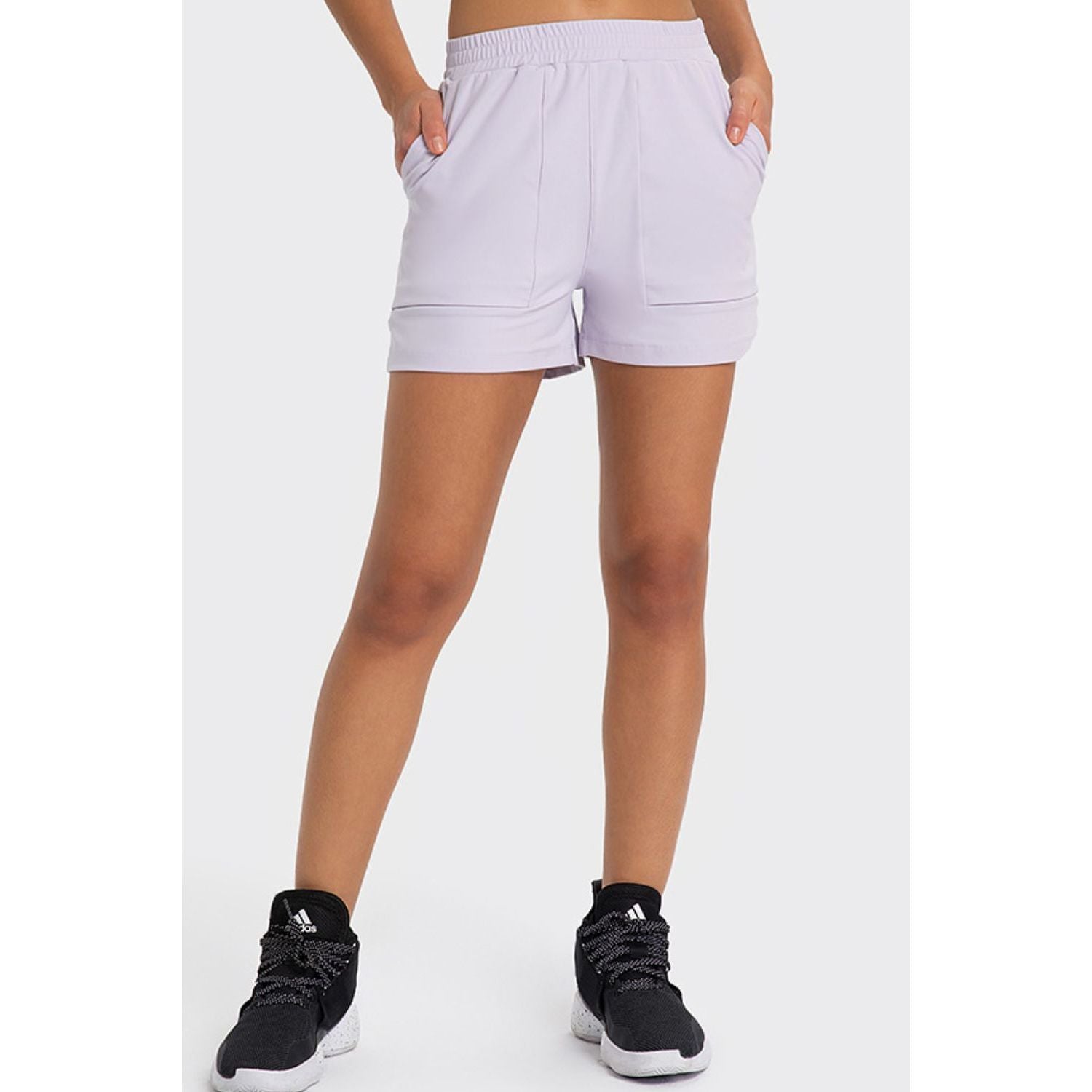 Elastic Waist Sports Shorts with Pockets