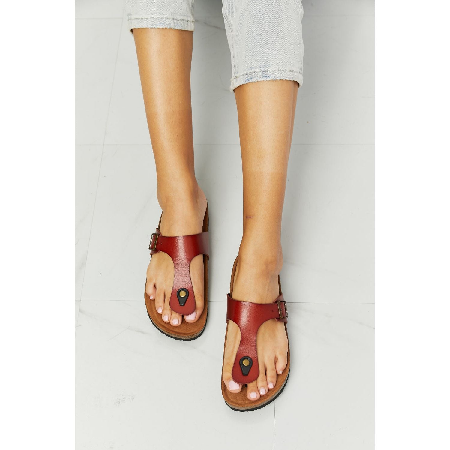 Drift Away T-Strap Flip-Flop in Red