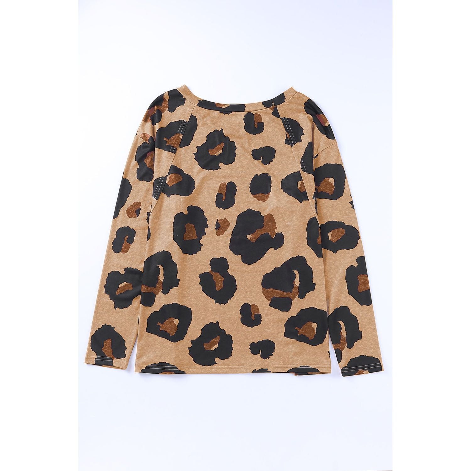 Full Size Leopard Print Round Neck Long Sleeve Tee