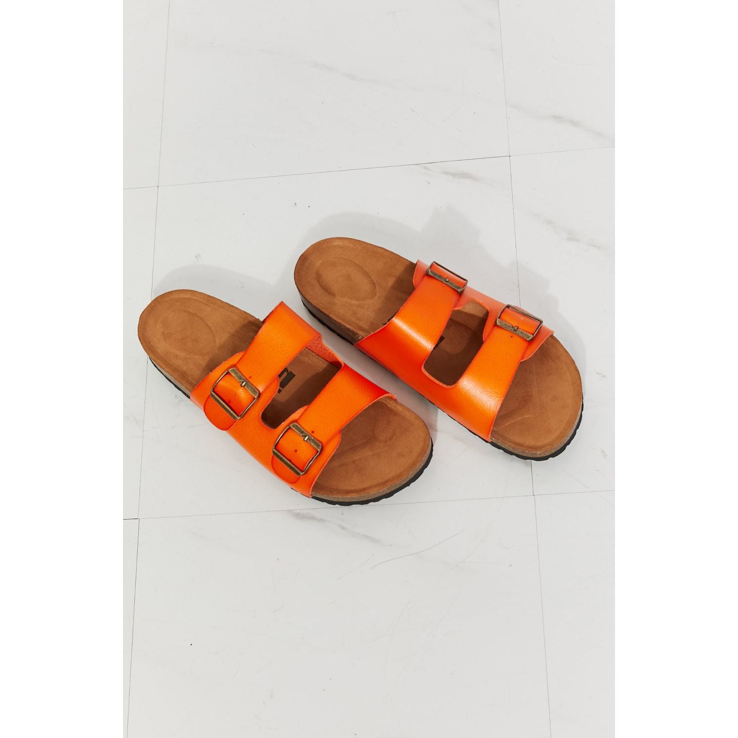 Double Banded Slide Sandals | Orange Slide Sandals | Ikervo