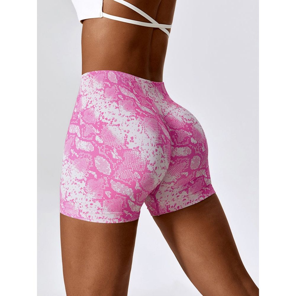 Leopard Print Wide Waistband Sports Shorts