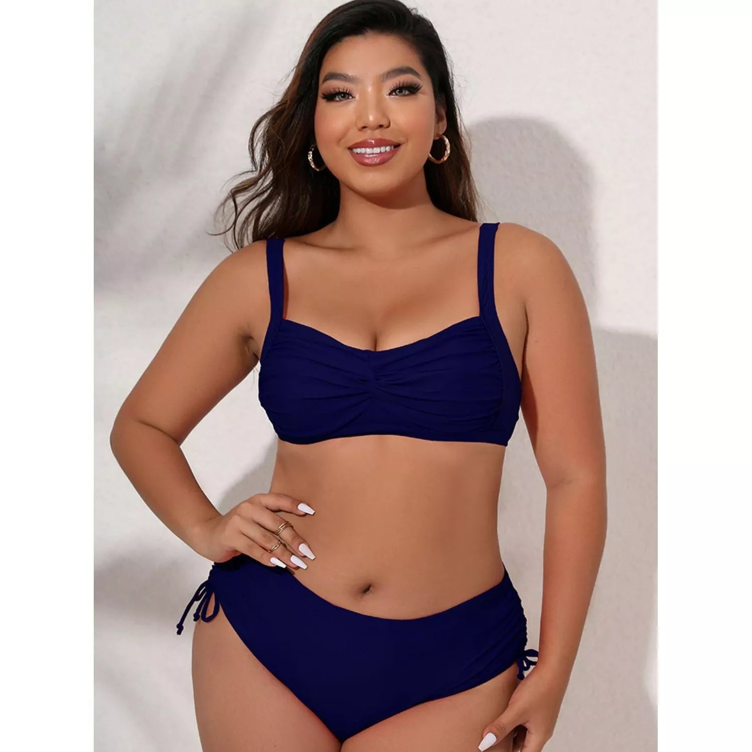 Plus Size Twist Front Tied Bikini Set