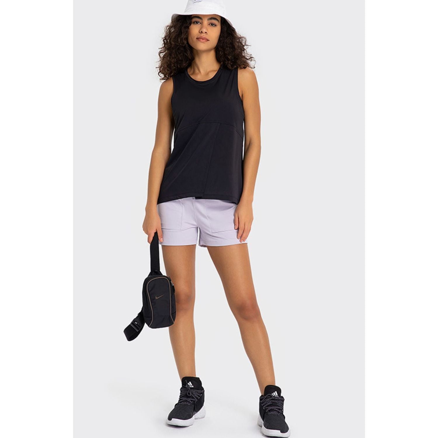 Elastic Waist Sports Shorts with Pockets