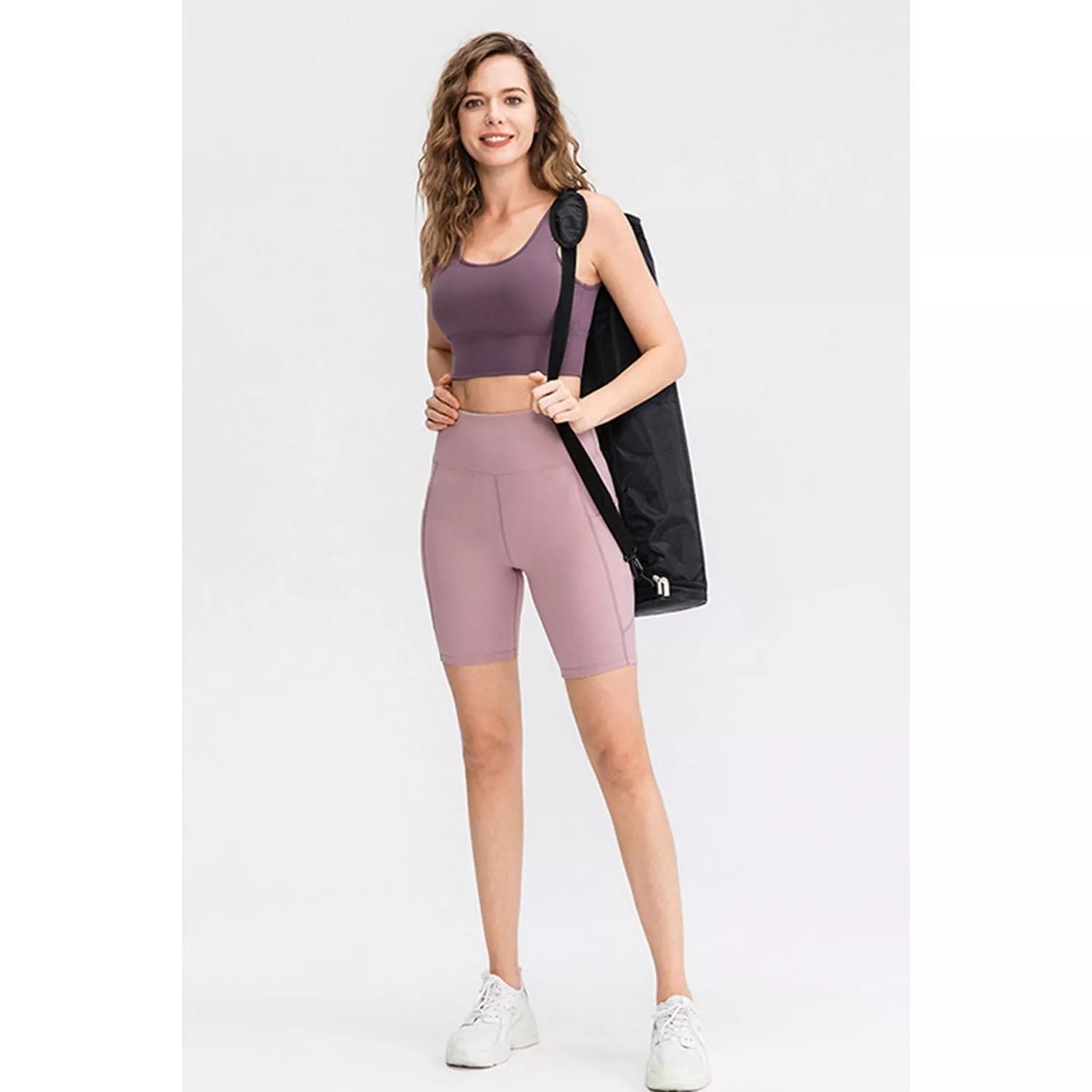 Wide Waistband Sports Shorts with Pockets